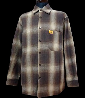 FB COUNTY エフビー カウンティ 長袖チェッカー フランネルシャツ (long sleeve checker flannel shirt) カラー：ブラウン×タン
