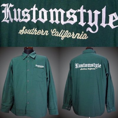 kustomstyle カスタムスタイル 長袖ワークシャツ (KSLS2304GR) southern california long sleve work shirts  カラー：グリーン