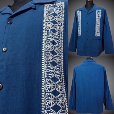 kustomstyle Ĺµ塼Х (FCLS0902BL) facecard guayabera long sleve shirts 顼֥롼 