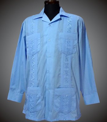 Maximos マキシモス 長袖キューバシャツ guayabera long sleve shirts  カラー：ライトブルー