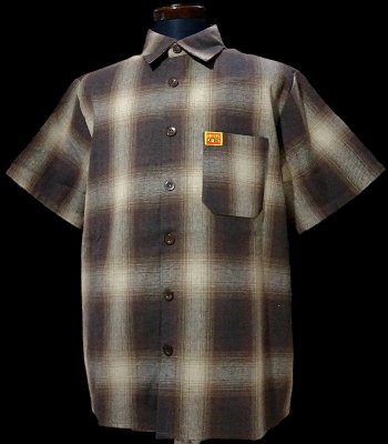 FB COUNTY エフビー カウンティ 半袖チェッカー フランネルシャツ (short sleeve checker flannel shirt) カラー：ブラウン×タン