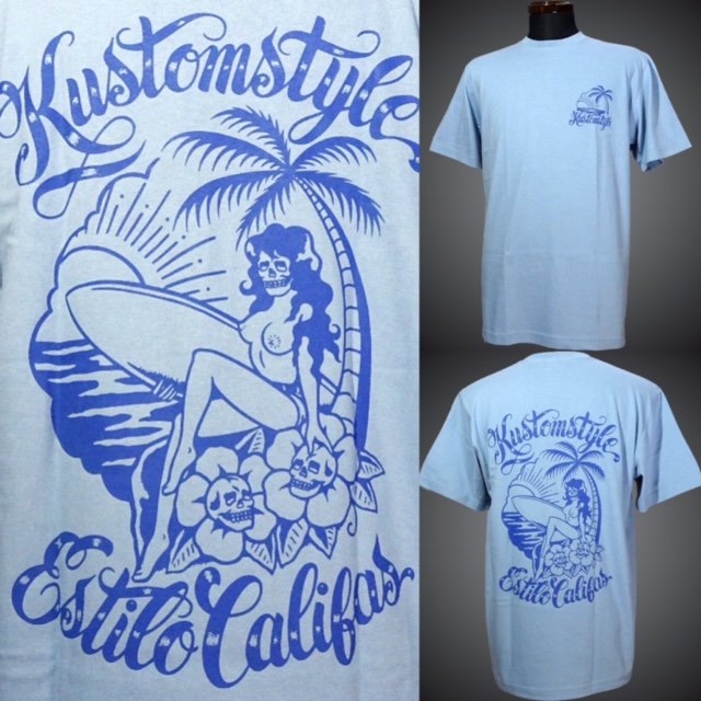 Tシャツ　kustomstyle　カスタムスタイル　カラー：ライトブルー　sol　(KST1809LBL)　del　西海岸系ストリートファッションブランドの通販ショップ