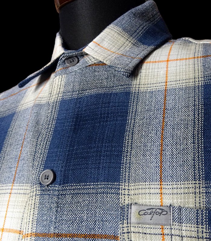 CalTop キャルトップ 半袖チェックシャツ FL PLAID SHORT SHIRT | ブルー×オレンジ - ZAP  西海岸系ストリートファッションのセレクトショップ