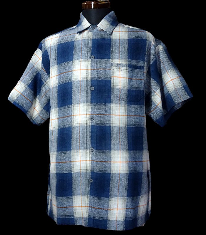 CalTop キャルトップ 半袖チェックシャツ FL PLAID SHORT SHIRT | ブルー×オレンジ - ZAP  西海岸系ストリートファッションのセレクトショップ