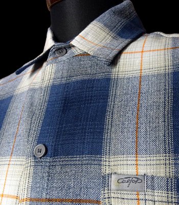 CalTop  キャルトップ 半袖チェックシャツ FL PLAID SHORT SHIRT カラー：ブルー×オレンジ