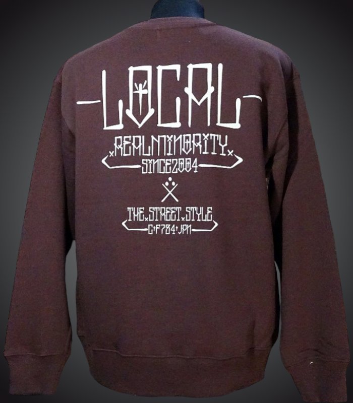 Real Minority リアルマイノリティー ヘヴィーウェイト クルーネック スウェット トレーナー 12oz 裏パイル (Local)  crewneck sweat カラー：ココア - ZAP 西海岸系ストリートファッションのセレクトショップ