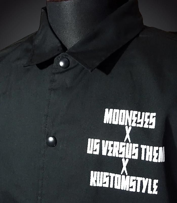kustomstyle × mooneyes × us versus them コーチジャケット (KSMEUVT005WB) | ブラック -  ZAP 西海岸系ストリートファッションのセレクトショップ