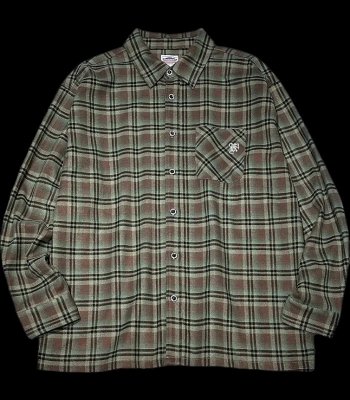 kustomstyle カスタムスタイル 長袖チェックシャツ (KSLS2402GR) la palma check shirts カラー：グリーン×ブラウン