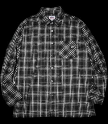 kustomstyle カスタムスタイル 長袖チェックシャツ (KSLS2402BK) la palma check shirts カラー：ブラック×ホワイト
