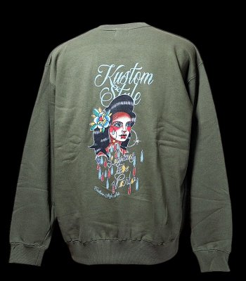 kustomstyle 롼ͥå åȥȥ졼ʡ10oz΢ϥѥ (KSSW2406OL) lagrimas de vario  sweat shirts 顼꡼