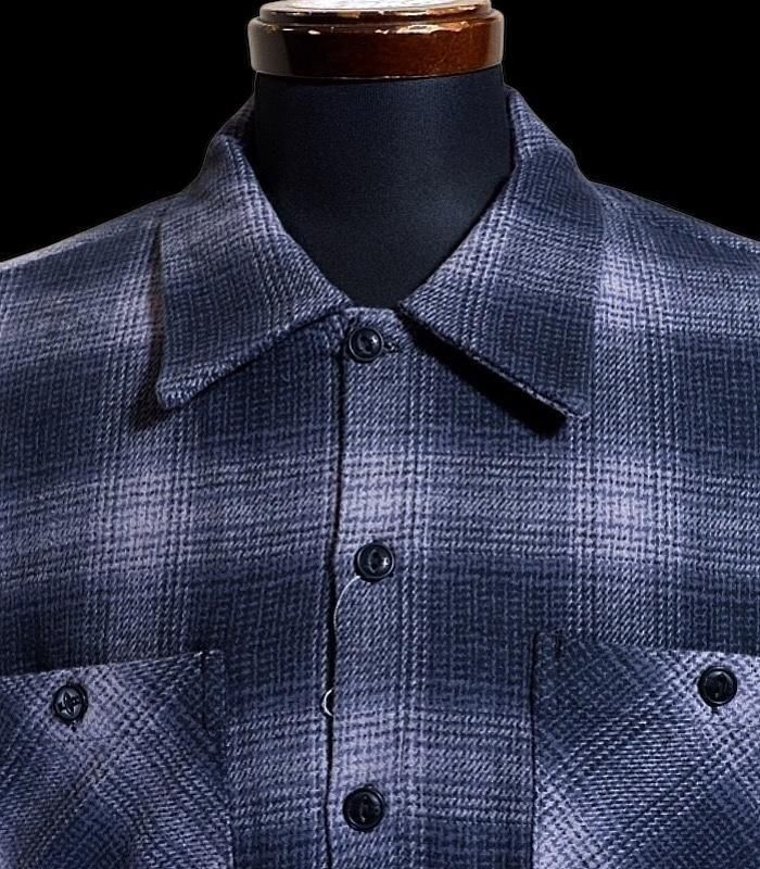 BLUCO ブルコ 長袖オンブレチェック フランネルシャツ (OMBRE CHECK