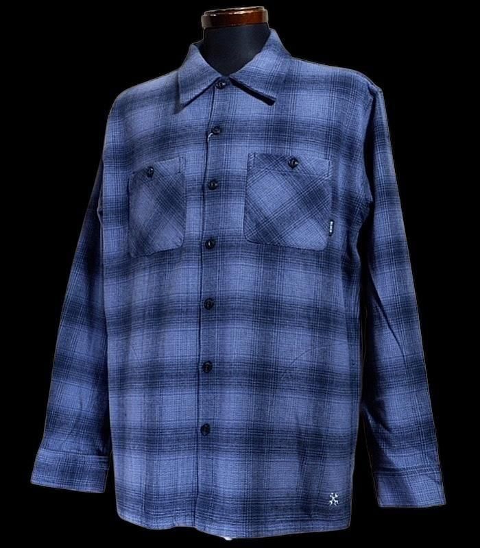 BLUCO ブルコ 長袖オンブレチェック フランネルシャツ (OMBRE CHECK