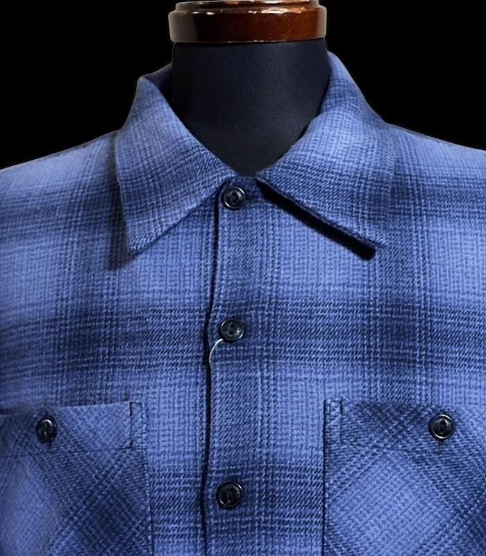 BLUCO ブルコ 長袖オンブレチェック フランネルシャツ (OMBRE CHECK