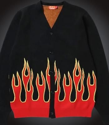 Cookman åޥ ǥ (Knitted Cardigan Flame Black) 顼֥åߥå