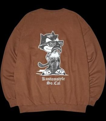 kustomstyle 롼ͥå åȥȥ졼ʡ 8.4oz ΢ (KSSW2502BR) the cat crew sweat shirts  顼֥饦