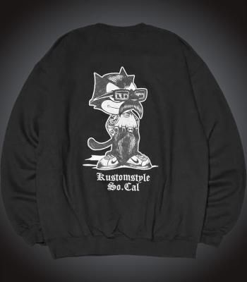 kustomstyle 롼ͥå åȥȥ졼ʡ 8.4oz ΢ (KSSW2502BK) the cat crew sweat shirts  顼֥å