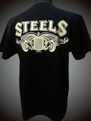 steel-hot rod wear スティール Tシャツ (STL-C003) makoto design　カラー：ブラック