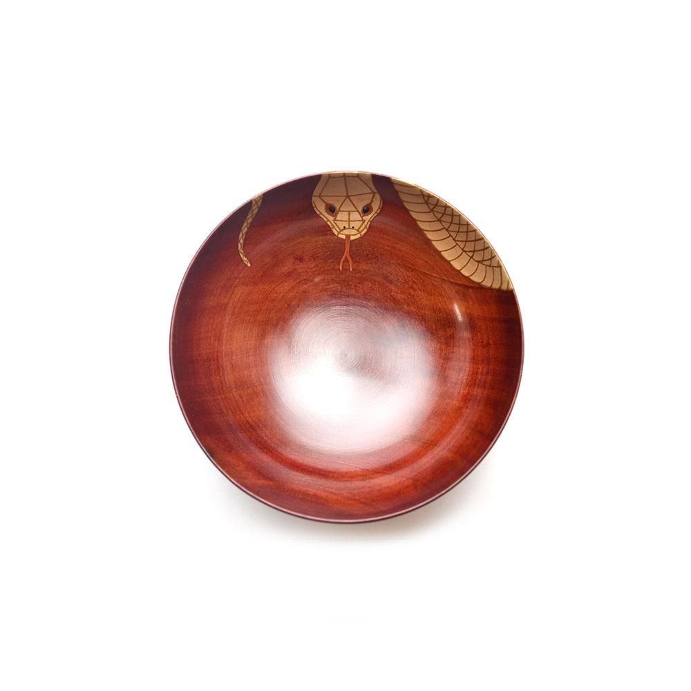 赤摺のみ予約販売】巳蒔絵 干支栃盃（へび 黒摺・赤摺