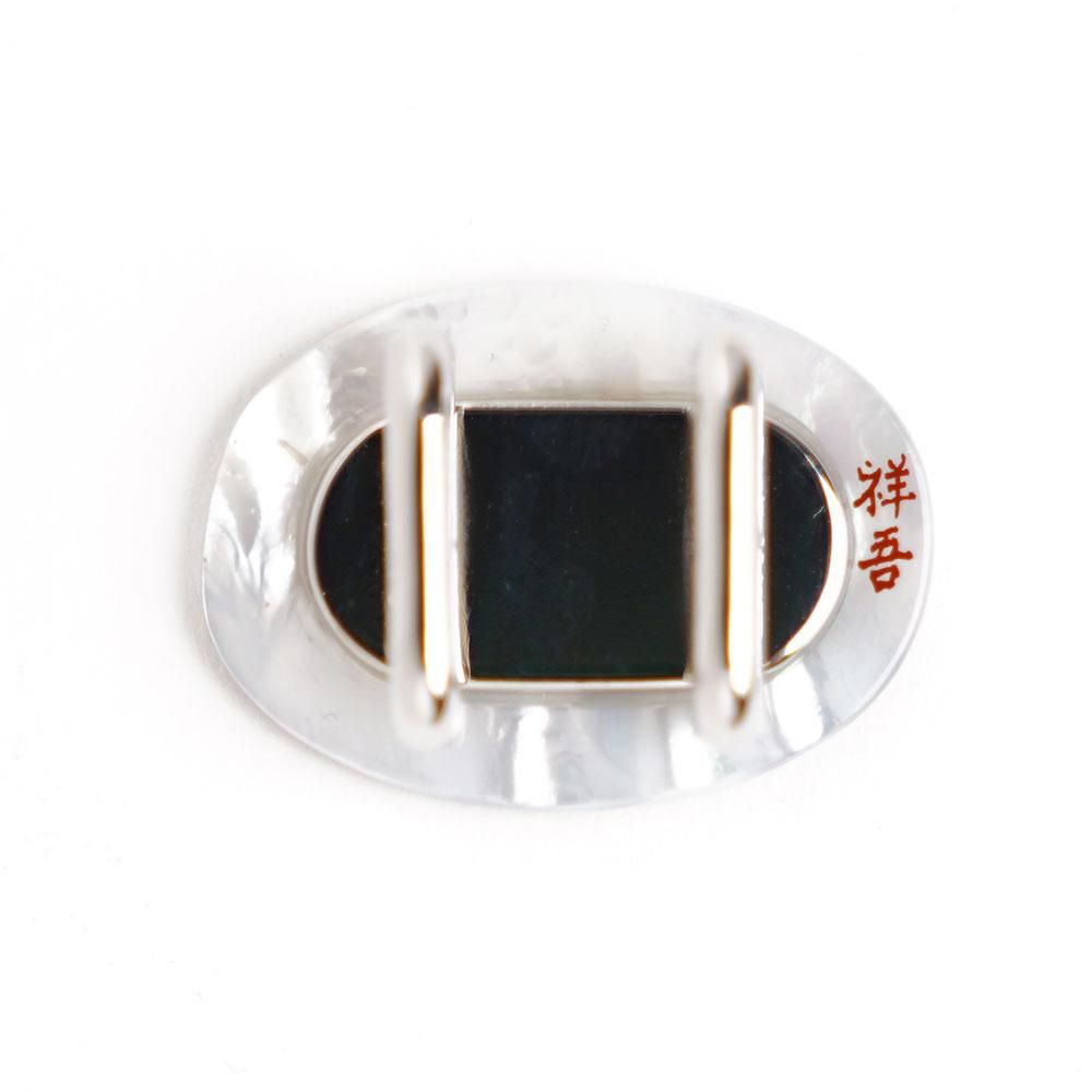 扇面/矢羽根/帯留め/蒔絵/螺鈿細工/アンティーク帯留 予約販売】蛇籠蒔絵 白蝶貝帯留め - うるしアートはりや通販