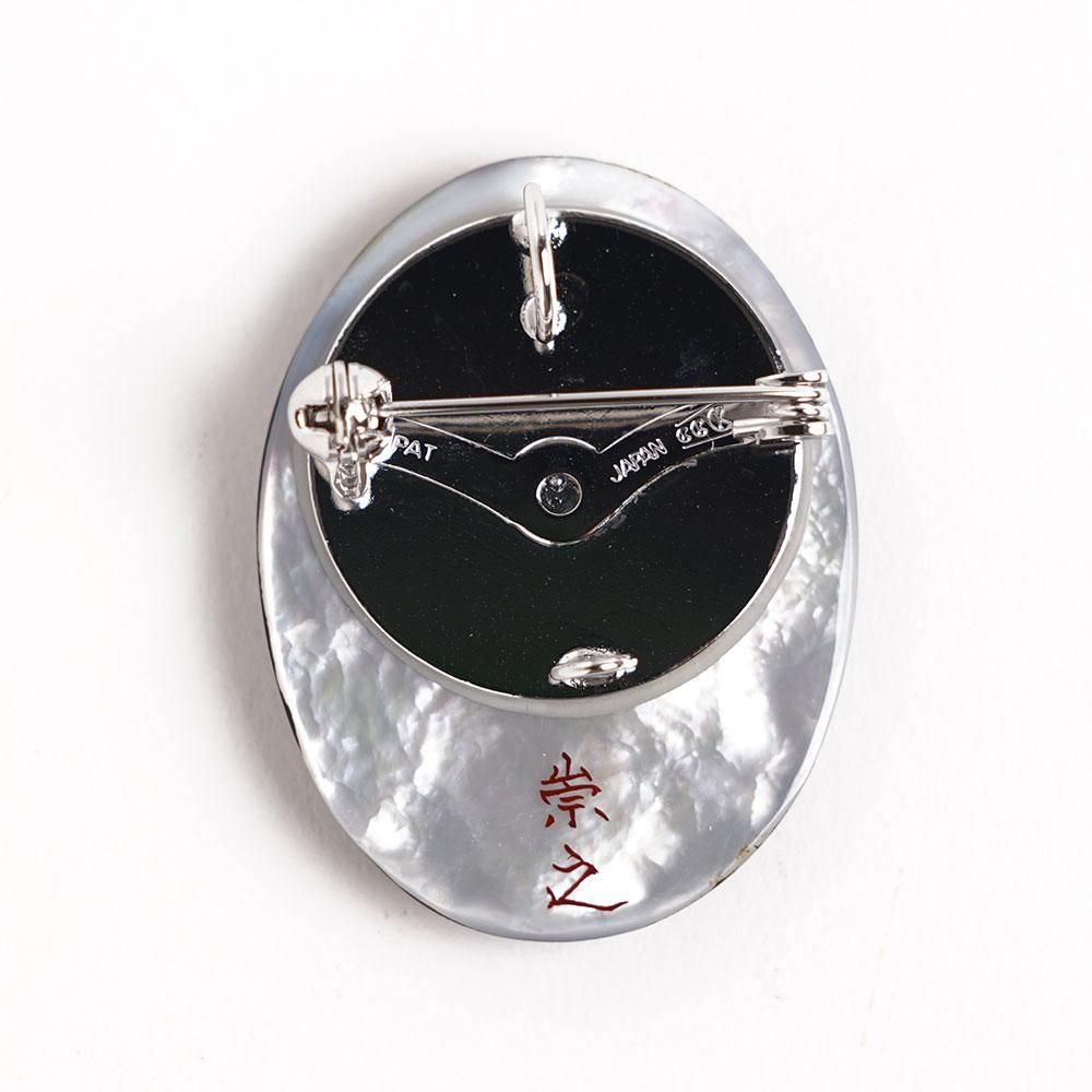 予約販売】向日葵蒔絵 白蝶貝ブローチ（40mm×30mm） - うるし