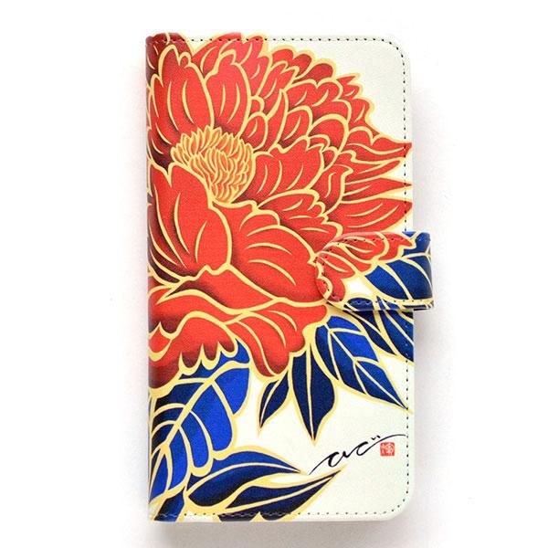 オーダー商品】手帳型スマホケース〈Red Peony〉iPhone各サイズ