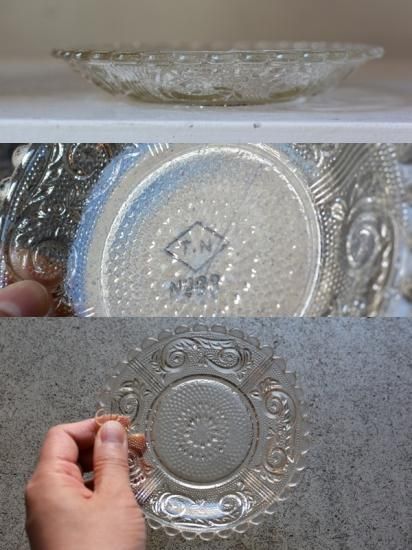 昭和初期 プレスガラス 楕円刺身皿 食器 ガラス ガラス食器 昭和レト