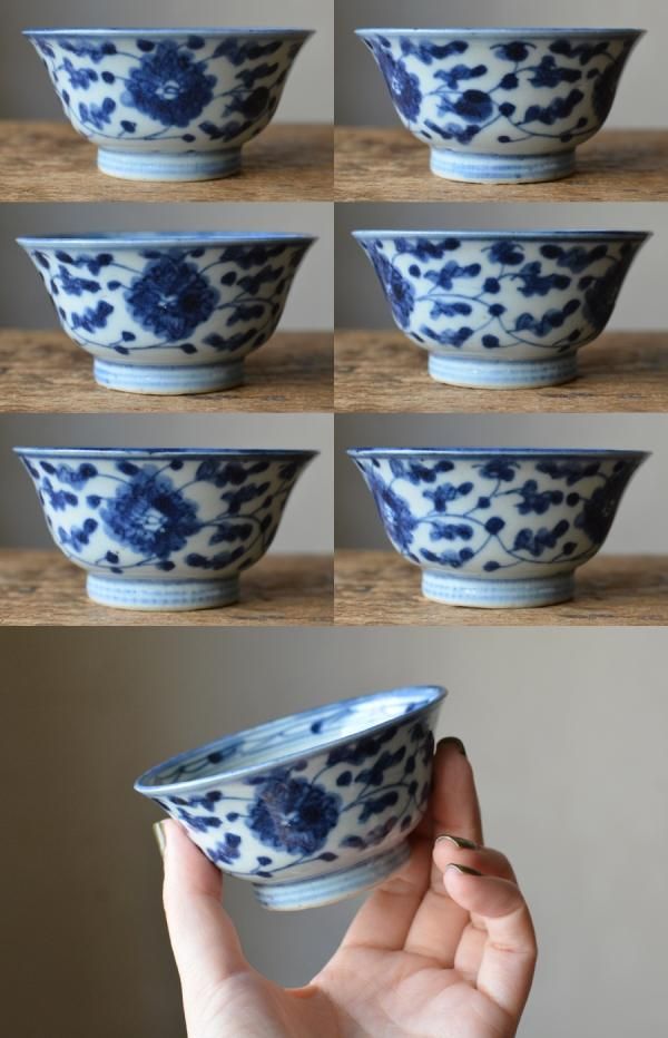 大人気新品をすべて なずな文 染付青花 清朝 唐物 煎茶碗 煎茶