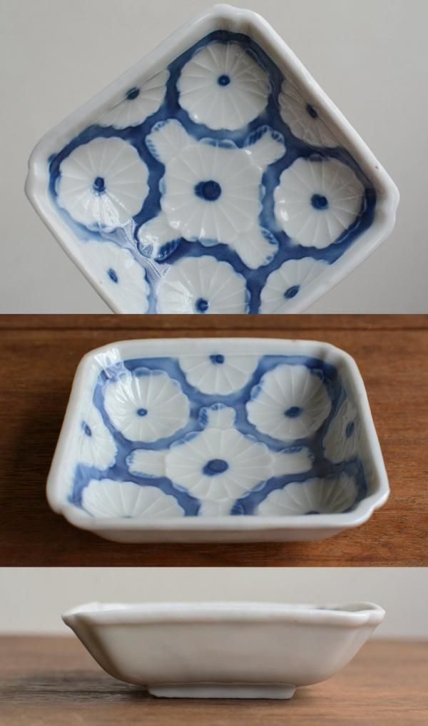 瀬戸 型物角小皿 菊 - ANTIQUE belle WEB SHOP