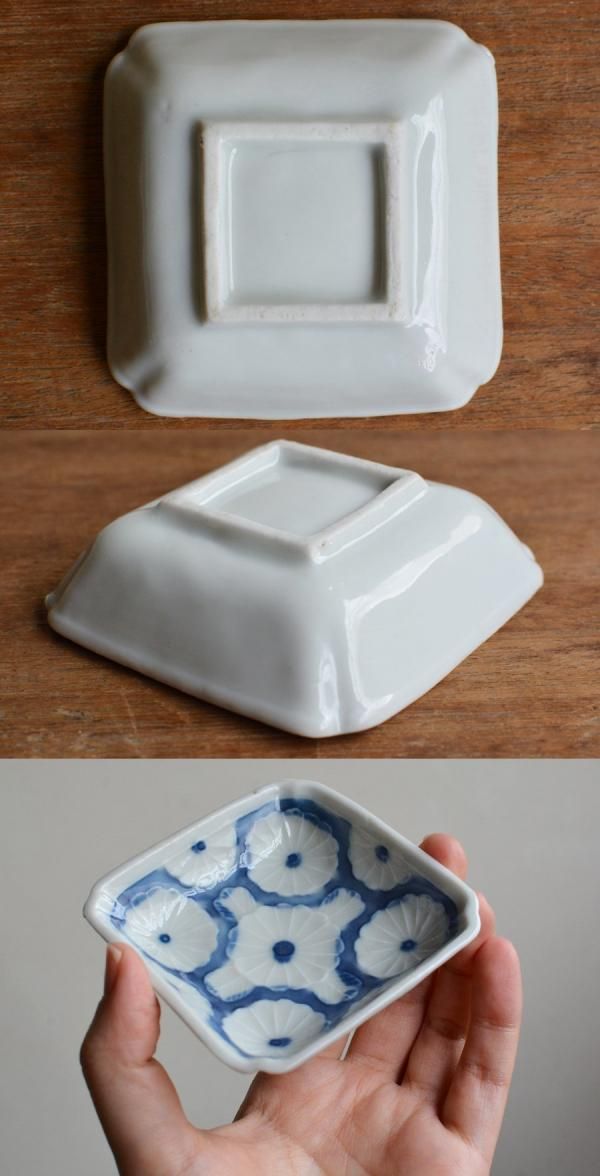 瀬戸 型物角小皿 菊 - ANTIQUE belle WEB SHOP