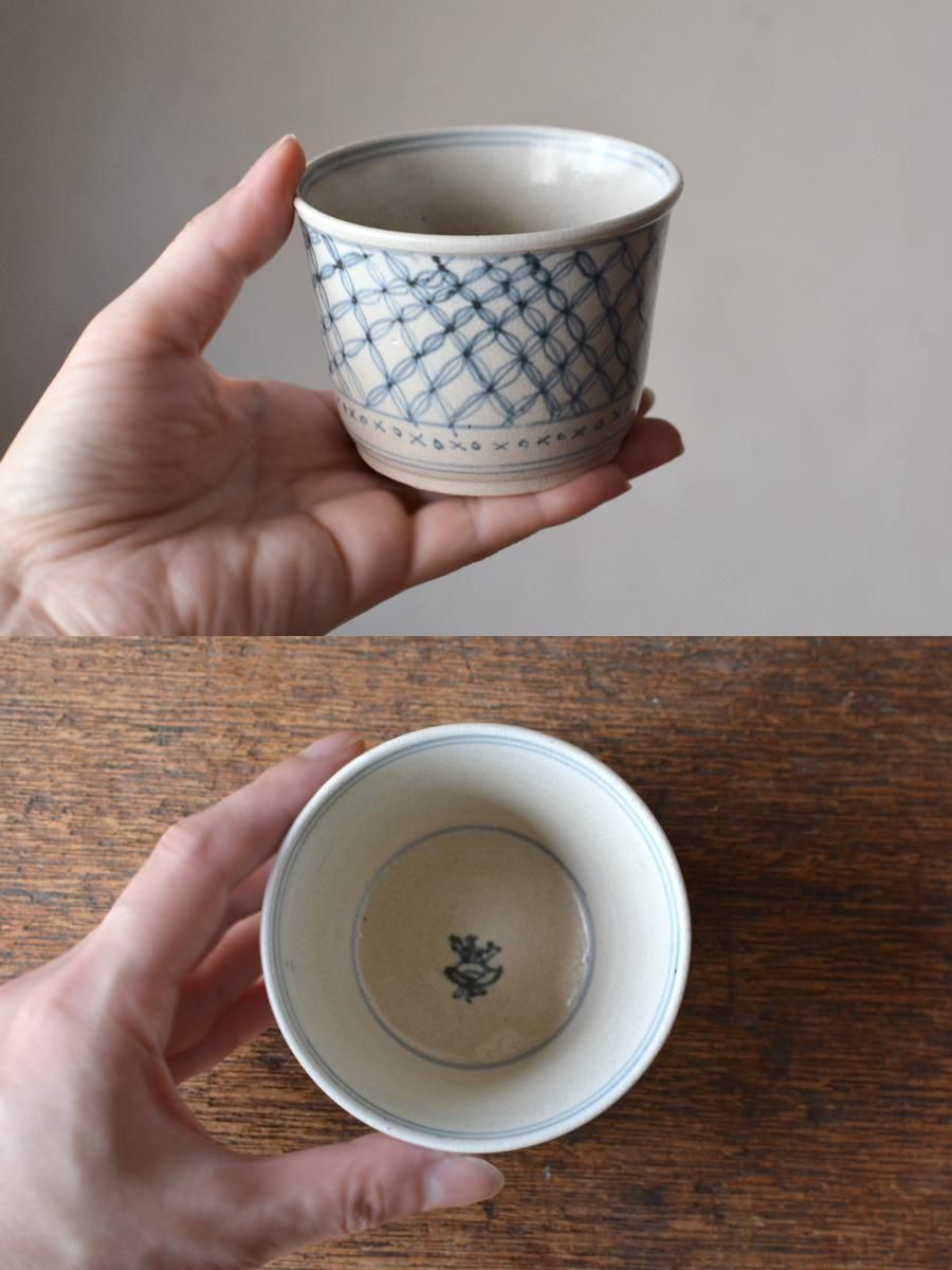 瀬戸太白 蕎麦猪口 七宝繋ぎ - ANTIQUE belle WEB SHOP