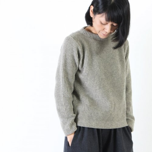 evameva (エヴァムエヴァ) wool aze stand Pullover / ウールアゼ