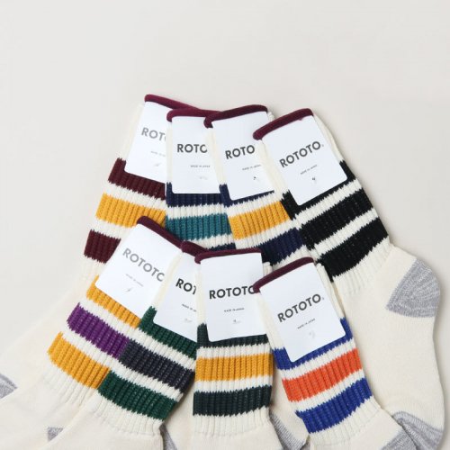 RoToTo (ȥ) COARSE RIBBED OLDSCHOOL CREW SOCKS / ֥ɥ륯롼å