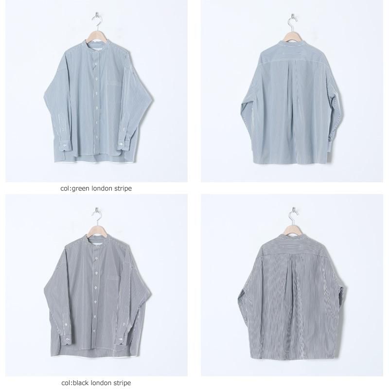 TICCA (ティッカ) ノーカラースクエアビッグシャツ london stripe