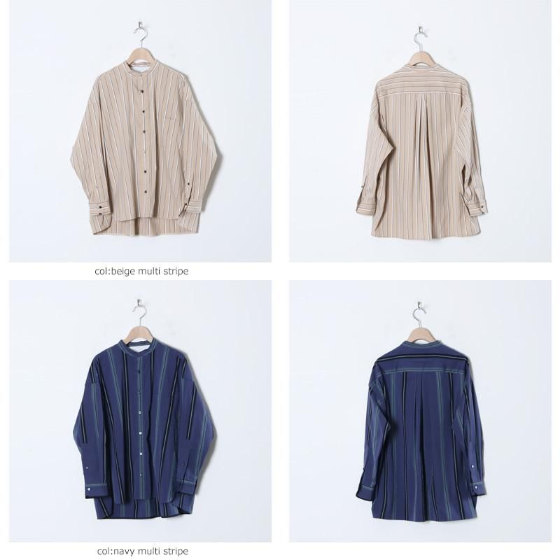 TICCA (ティッカ) ノーカラースクエアビッグシャツ stripe
