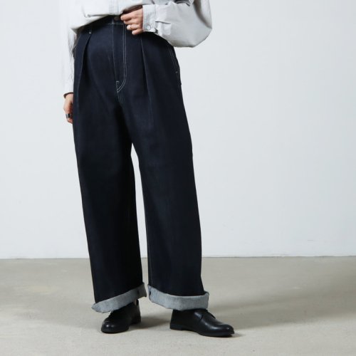 Graphpaper (եڡѡ) Selvage Denim Two Tuck Wide Pants for WOMEN / ӥåǥ˥ġå磻ɥѥ ǥ