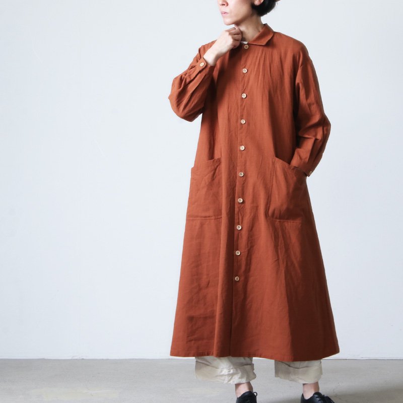YAECA (ヤエカ) WRITE WORK SHIRT DRESS wood-dyed / ライトワーク 