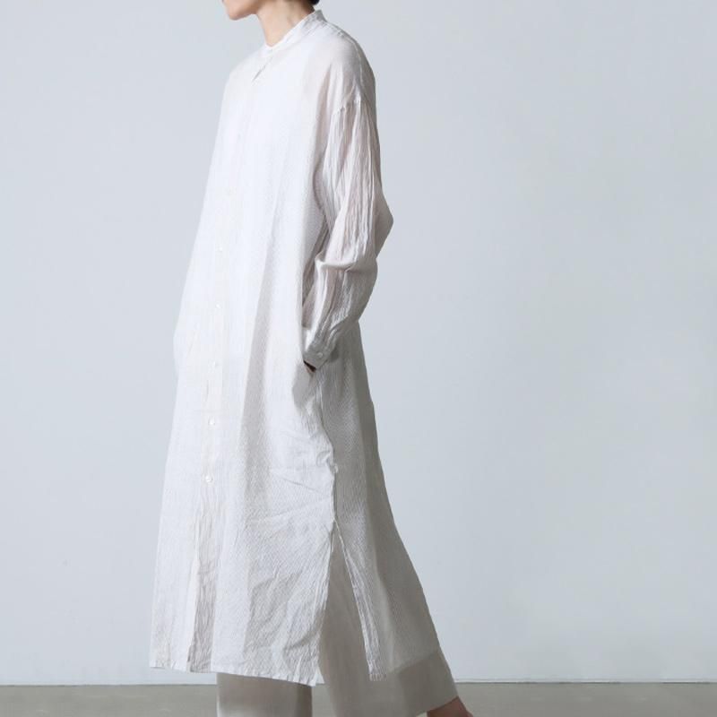 snow peak (スノーピーク) Hand-woven Cotton Pin-stripe Long Shirt / コットン ピンストライプロングシャツ