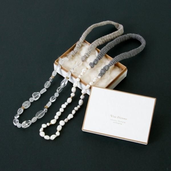 ヴラスブラム Vlas Blomme ニット×パール&クォーツ ネックレス 水晶 Knit×Pearl & Quartz ネックレス | ITEM | Vlas blomme