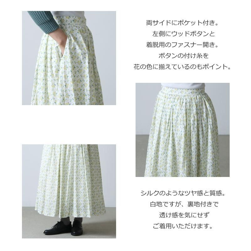 YAECA (ヤエカ) WRITE TUCK SKIRT LIBERTY / ライトタックスカートリバティ