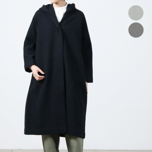 evameva (エヴァムエヴァ) press wool hooded coat / プレスウールフーデッドコート