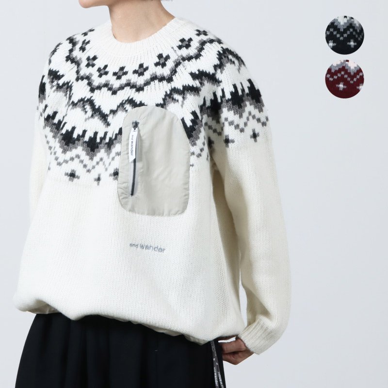 and wander (アンドワンダー) lopi knit sweater for Women / ロピ