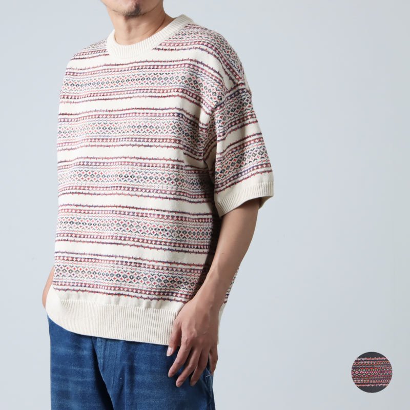 crepuscule (クレプスキュール) reverve Fair isle S/S summer knit