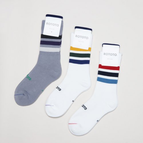 RoToTo (ȥ) FINE PILE STRIPED CREW SOCKS / եѥ륹ȥ饤ץ롼å