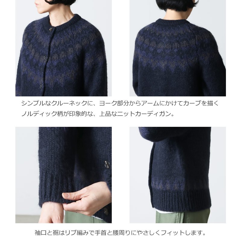 BATONER (バトナー) MOHAIR NORDIC CREW NECK CARDIGAN / モヘアノルディッククルーネックカーディガン