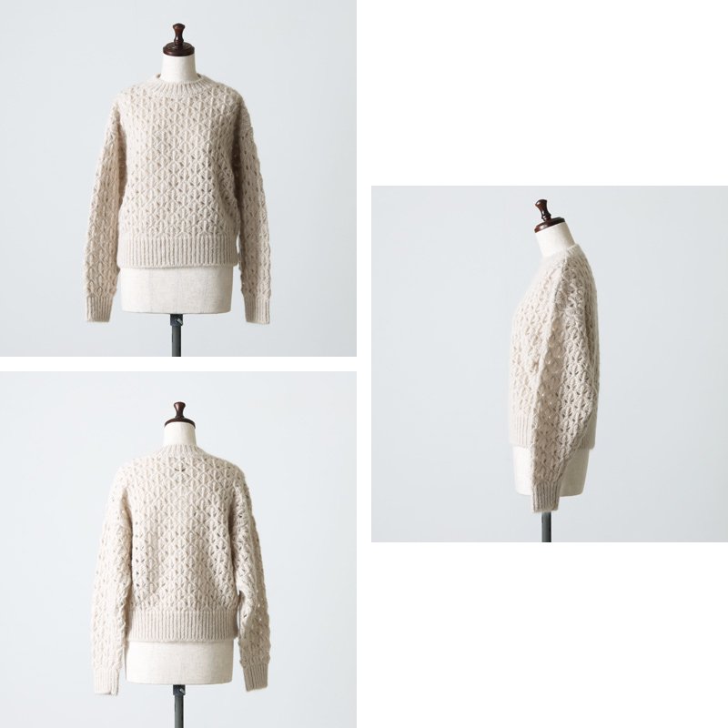 BATONER (バトナー) MOHAIR WOOL LACE CREW NECK / モヘアウールレース 