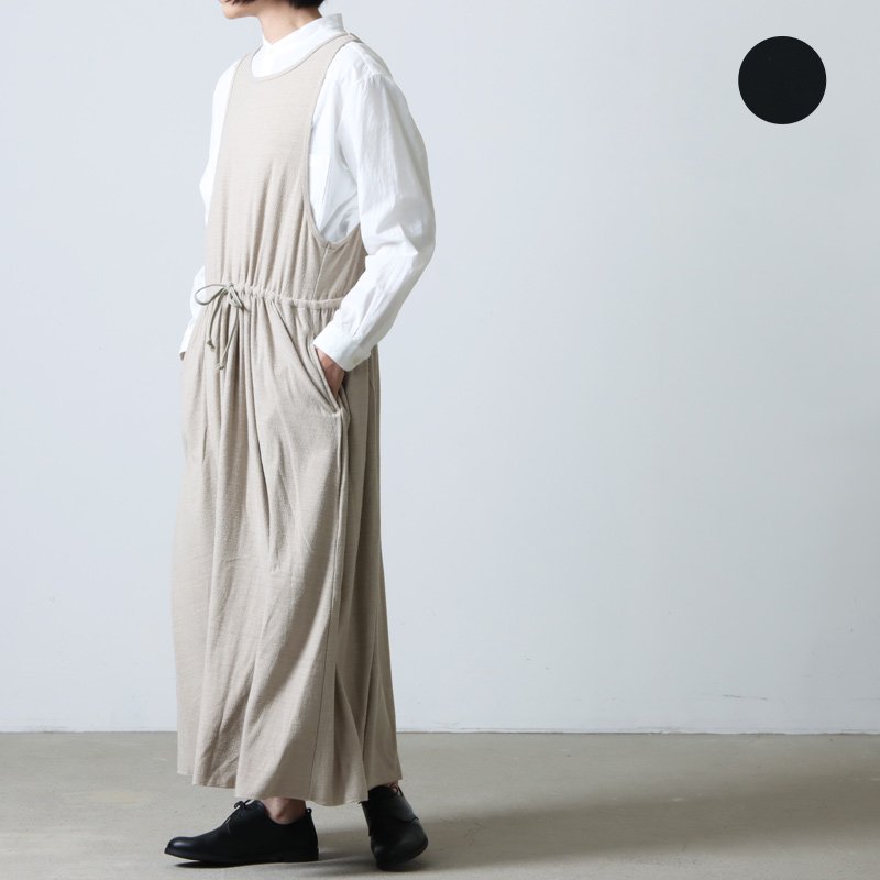 unfil (アンフィル) raw silk plain-jersey gathered dress / ロー