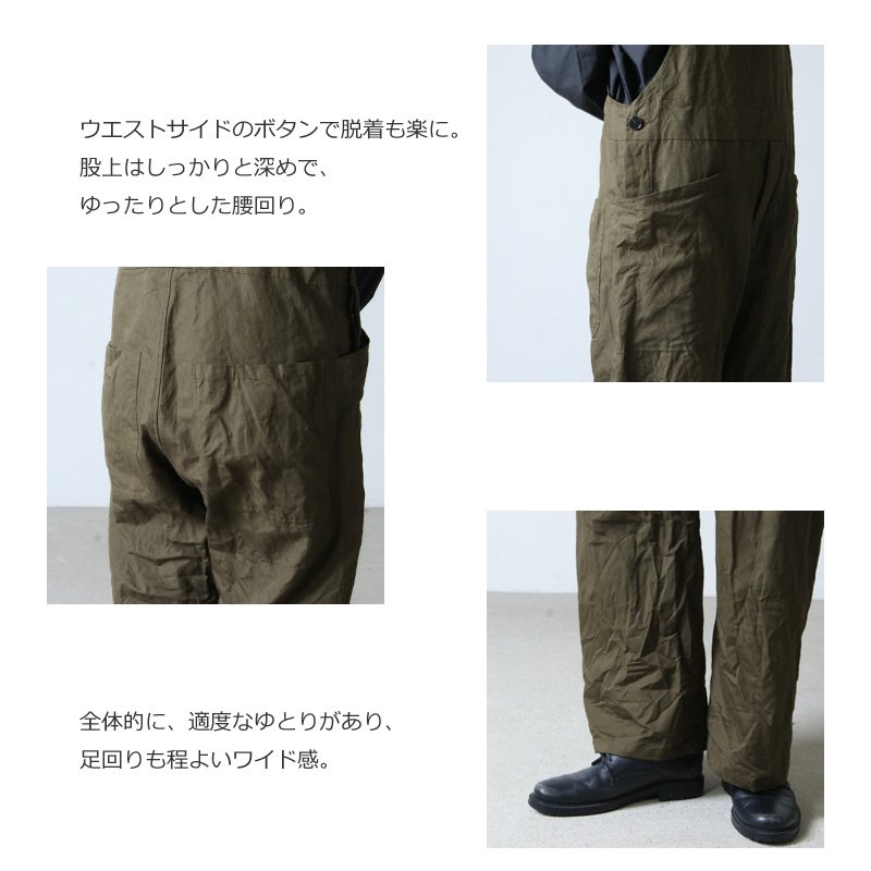 YAECA (ヤエカ) WRITE OVERALL COTTON RAMIE / ライトオーバーオール