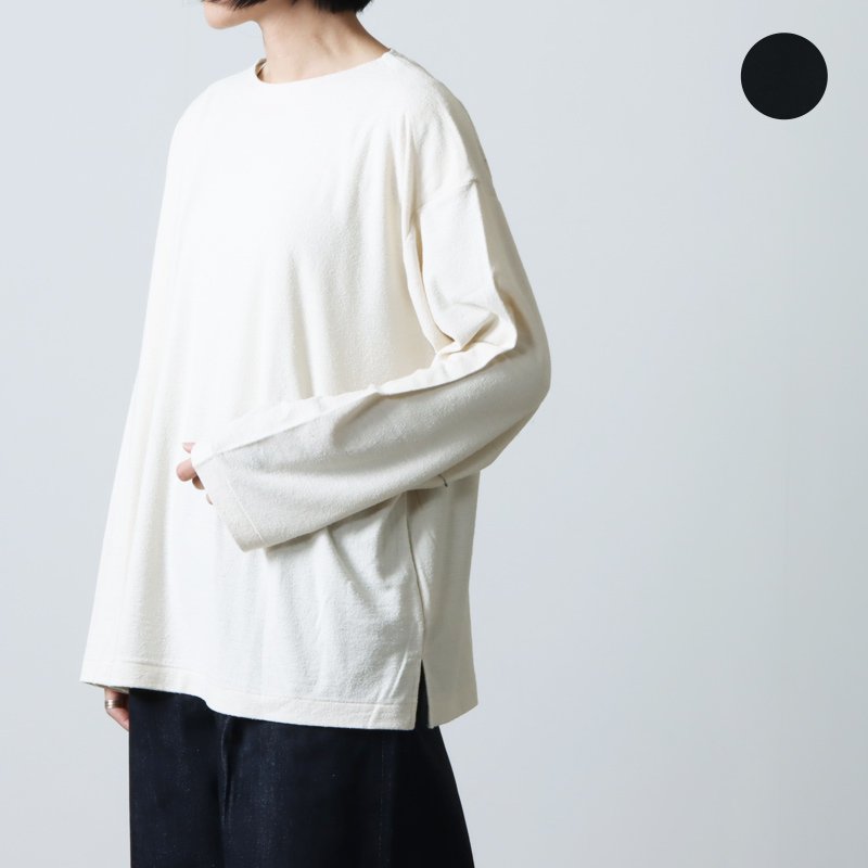 unfil (アンフィル) raw silk plain-jersey long sleeve Tee / ロー