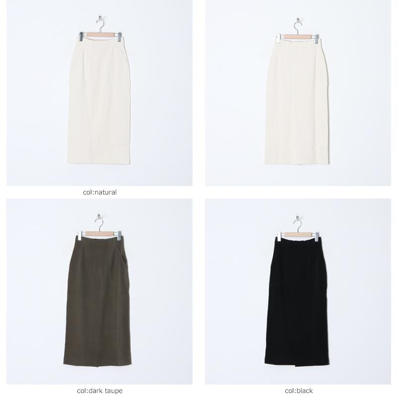 unfil (アンフィル) stretch raw silk ribbed-jersey pencil