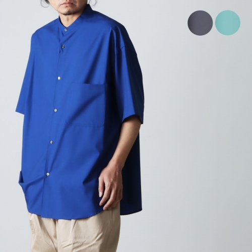 Graphpaper (グラフペーパー) Fine Wool Tropical S/S Oversized Band Collar Shirt